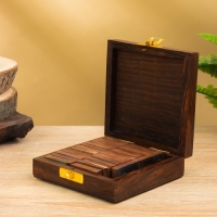 Настольная игра "Домино" 18,5х7,5х4 см, дерево шишам, латунь