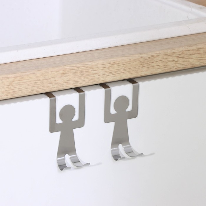 Вешалка на дверь &laquo;Человечки&raquo;, на два крючка, 8&times;3&times;4.5 см, хром