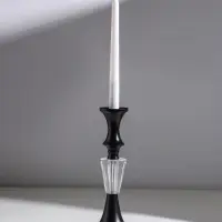 Подсвечник стекло, металл на 1 свечу "Кристалл. Классика" чёрный d=5 см 9,5х9,5х24 см