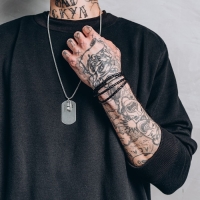 Браслет унисекс &laquo;Кожаное плетение&raquo;, цвет чёрный с серебром, 82 см