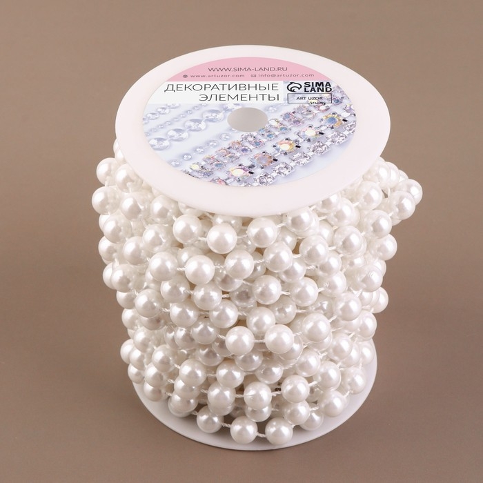 Жемчуг на нитях, 10 мм, 9 ± 1 м, цвет белый Жемчуг на нитях, 10 мм, 9 ± 1 м, цвет белый