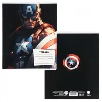 Тетрадь в линейку 24 листа, 5 видов МИКС, обложка мелованный картон, &laquo;Мстители&raquo;