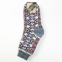 Носки женские новогодние шерстяные "Орнамент-мороз", цвет белый, размер 23 Носки женские новогодние шерстяные "Орнамент-мороз", цвет белый, размер 23