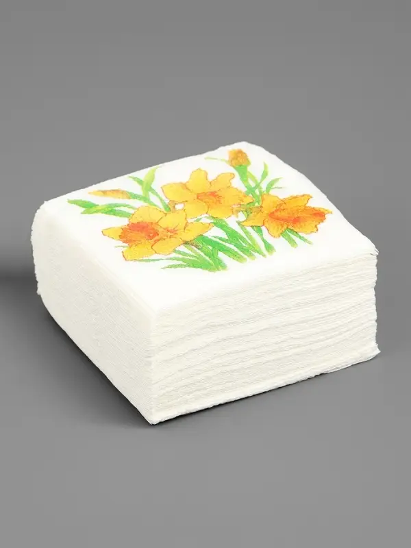 Салфетки бумажные Гармония цвета многоцветие "Нарциссы желтые", 24*24 см 50 листов