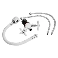 Смеситель для кухни ZEIN ZC2032, гибкий силиконовый излив,кран-букса латунь 1/2", белый/хром