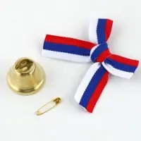 Колокольчик на булавке с бантом на выпускной, триколор, d = 2,6 см