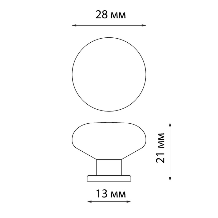 Ручка кнопка ТУНДРА PK036BL, черная, 8 шт TMP
