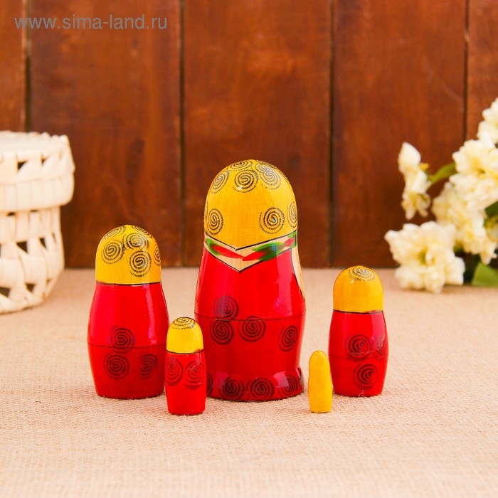 Матрёшка &laquo;Зоя&raquo;, желтый платок, 5 кукольная, 12 см