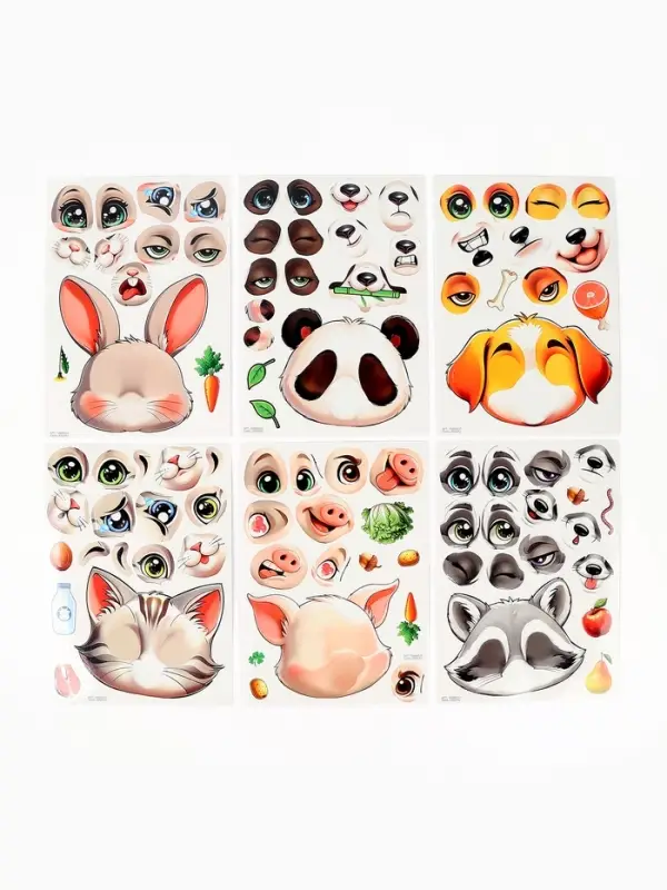 Аппликация наклейками "Весёлые мордашки"