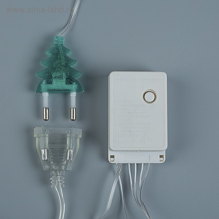 Гирлянда &laquo;Бахрома&raquo; 2.4 &times; 0.9 м с насадками &laquo;Ёлки&raquo;, IP20, прозрачная нить, 138 LED, свечение мульти, 8 режимов, 220 В