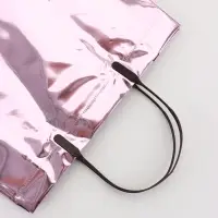 Пакет подарочный ПВХ, голография, розовый, пластиковая ручка, 26&times;22.5&times;10 см