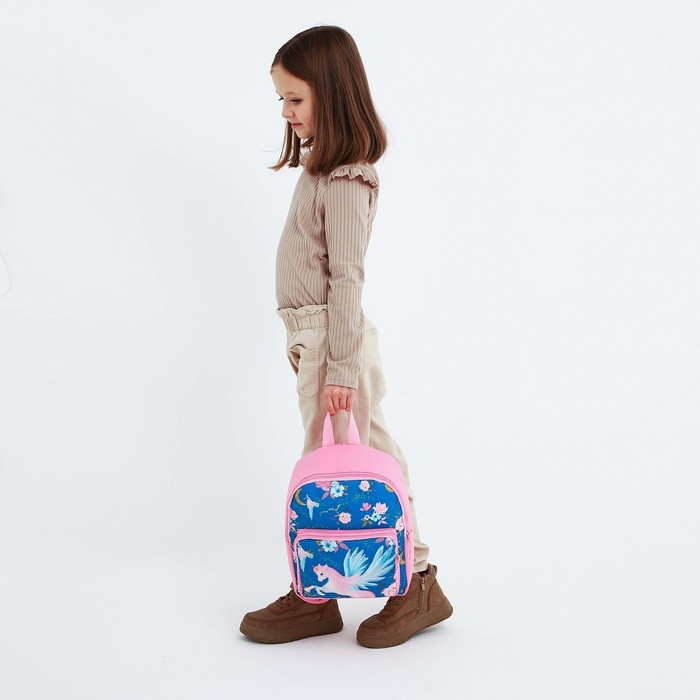 Рюкзак детский с карманом для девочки &laquo;Единорог в цветах&raquo;, 30 х 22 х 10 см
