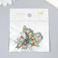 Декор для творчества пластик "Бабочка с золотыми точками" зелёный 1,5х2,3 см