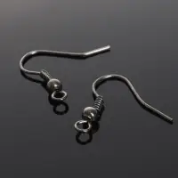 Швензы для сережек-крючки с бусиной (набор 5 пар), серые