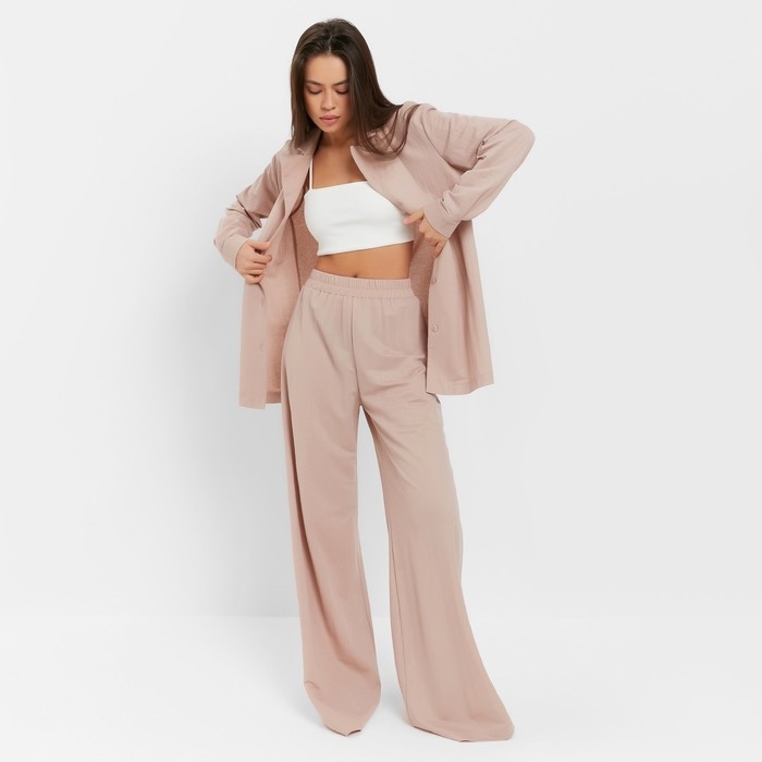 Комплект женский (рубашка, брюки, топ) KAFTAN Комплект женский (рубашка, брюки, топ) KAFTAN "Base" р. 46, пудровый