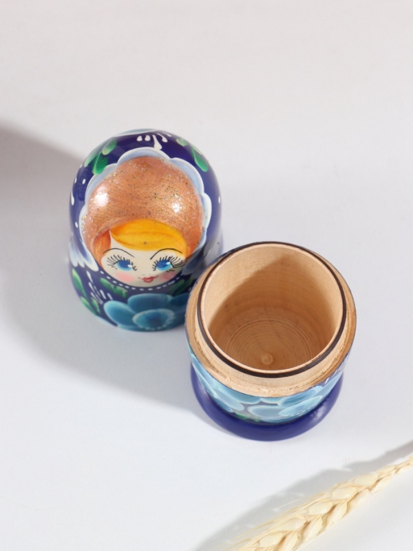 Матрёшка "Клава", голубое платье, 5-кукольная, 12 см