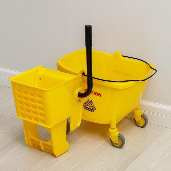 Тележка уборочная с механическим отжимом, 24 л, цвет жёлтый Тележка уборочная с механическим отжимом, 24 л, цвет жёлтый