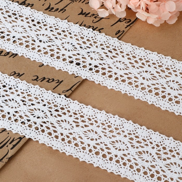 Кружево вязаное, 45 мм &times; 10 &plusmn; 1 м, цвет белый