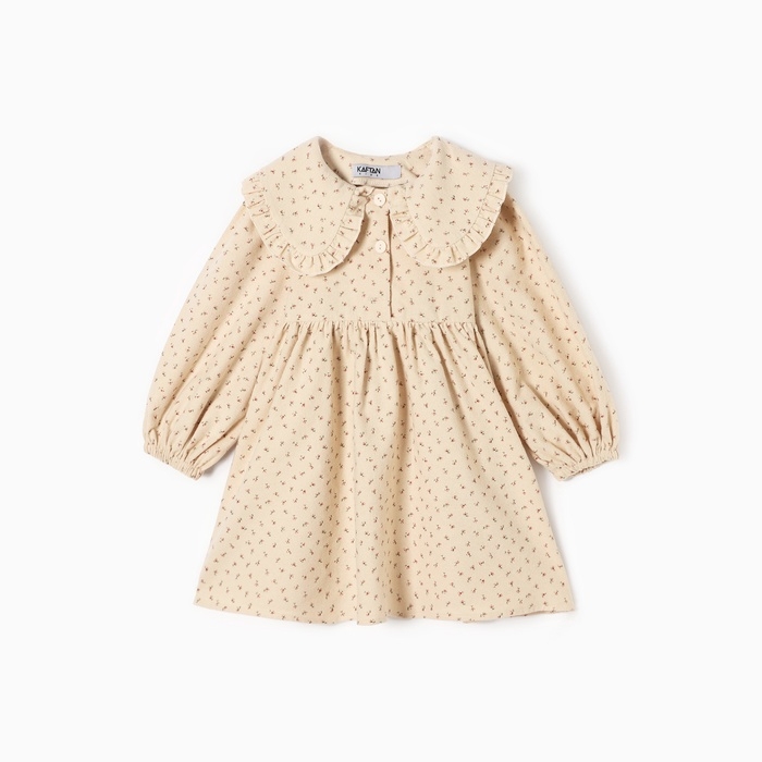 Платье для девочки из фланели KAFTAN размер 28 (86-92 см), бежевый Платье для девочки из фланели KAFTAN размер 28 (86-92 см), бежевый