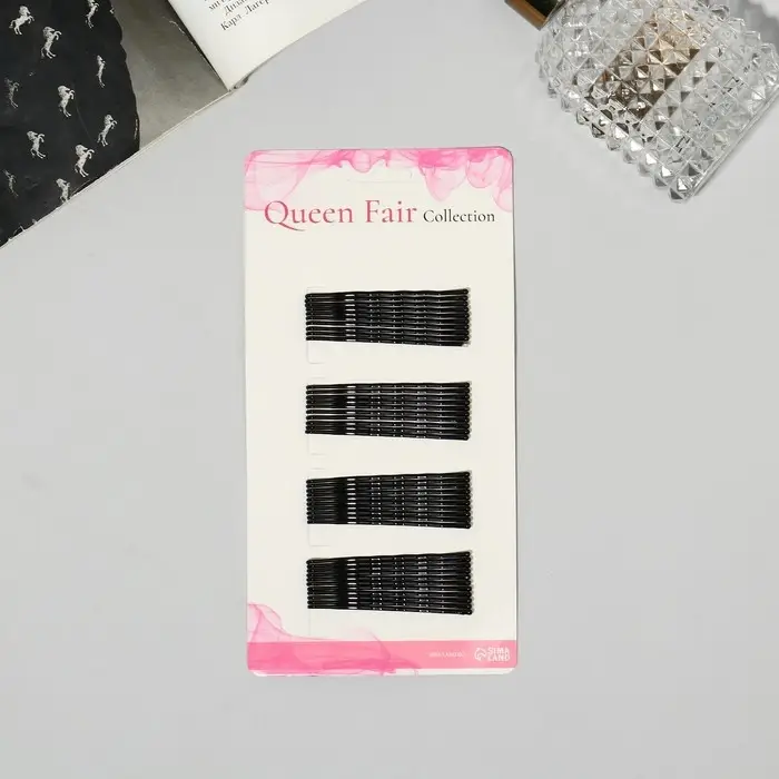 Невидимки для волос QF &laquo;Классика&raquo;, набор 40 шт., 6 см, чёрные