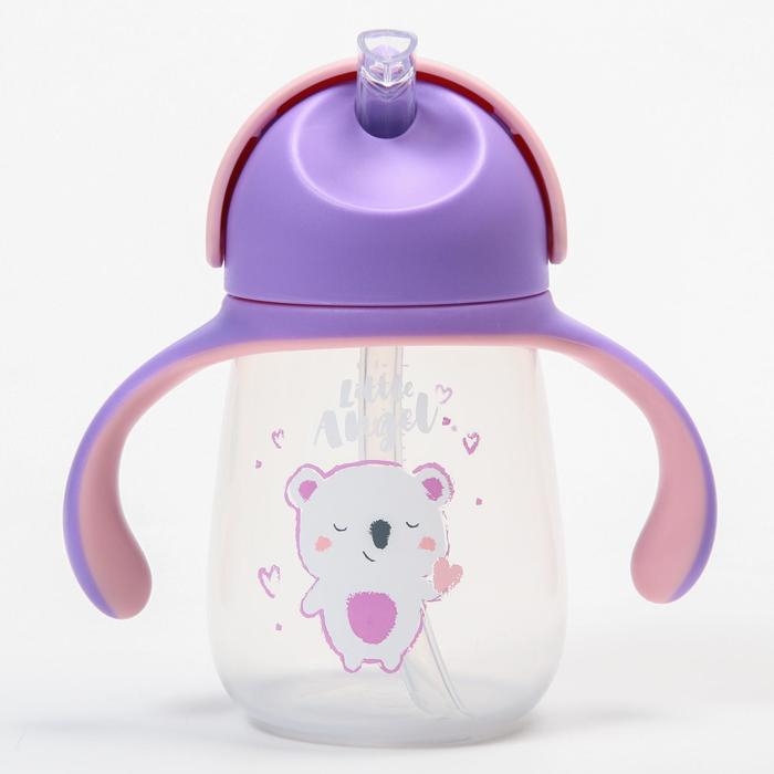 Поильник детский с силиконовой трубочкой &laquo;Koala&raquo;, 250 мл., с ручками, цвет фиолетовый