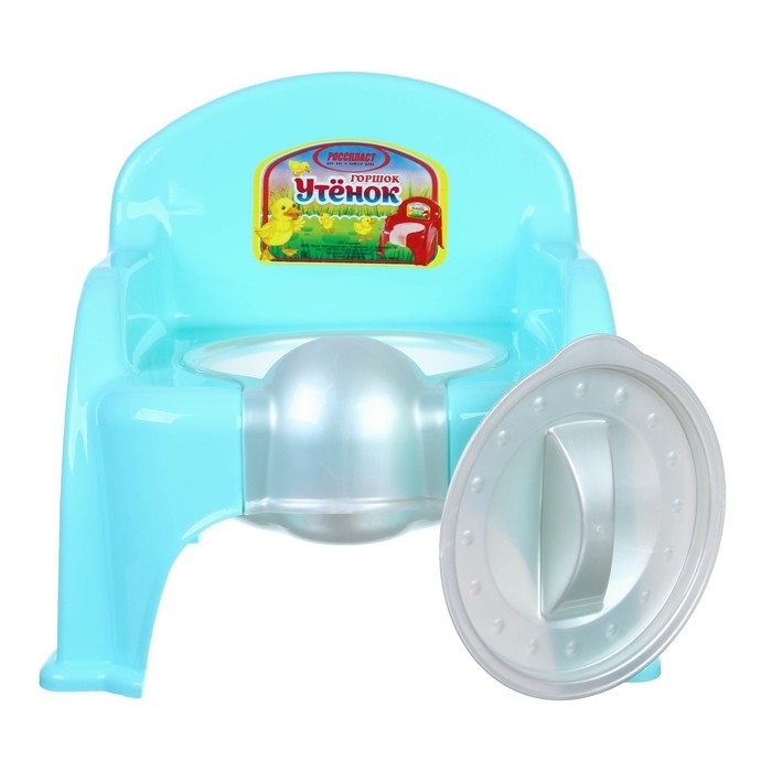 Горшок детский «Утенок» с крышкой, светло-бирюзовый / белый 310х295х280мм Горшок детский «Утенок» с крышкой, светло-бирюзовый / белый 310х295х280мм