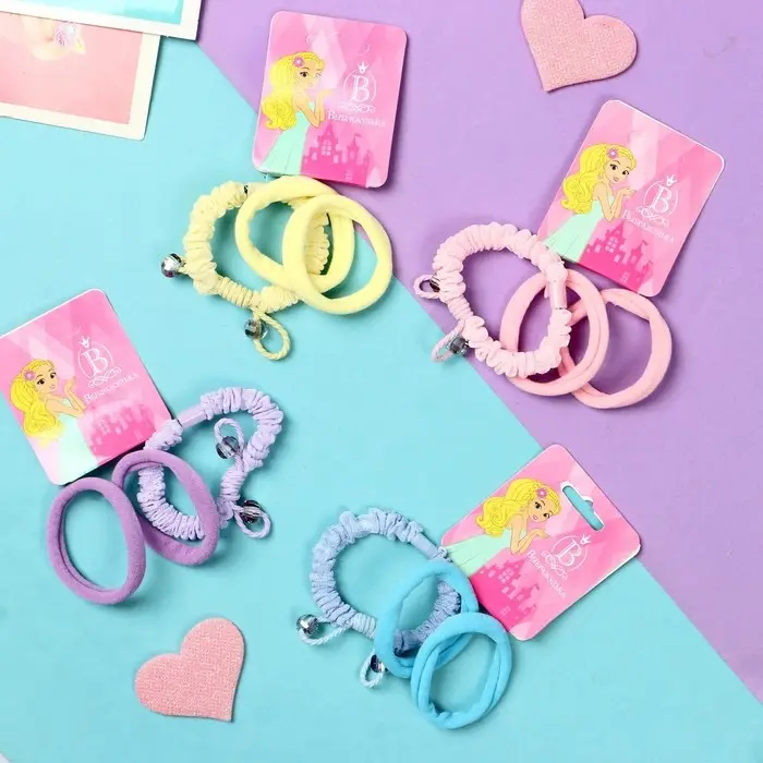 Резинка для волос &laquo;Милена&raquo;, петельки жатка, 4 см, набор 3 шт., МИКС