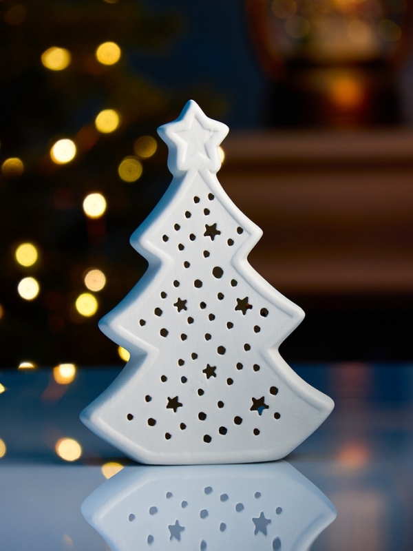 Светодиодная фигура "Елка звезды" 9.7х4.5х13.7 см, 1 LED, LR44x3(в компл.), свечение тёплое белое