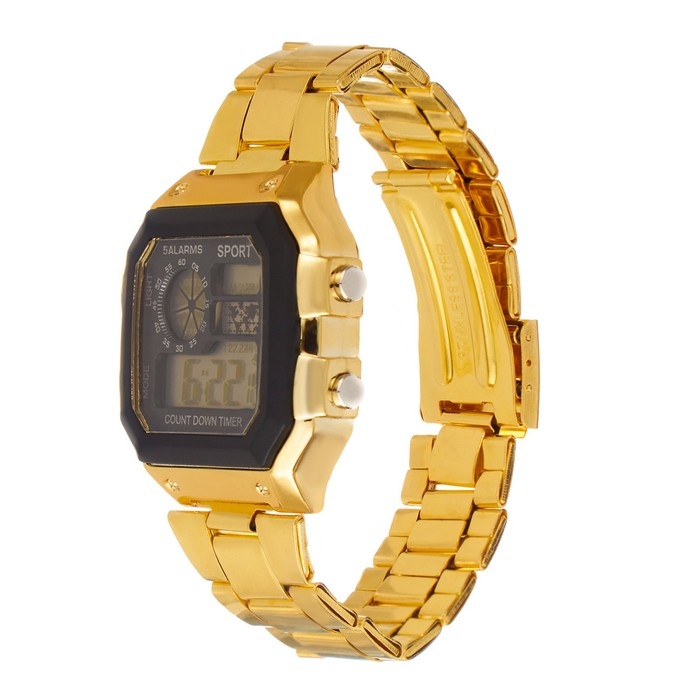 Часы наручные электронные мужские, d-4.1 см, золото