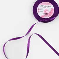 Лента атласная, с серебряным люрексом, 6 мм, 23&plusmn;1 м, фиолетовая №35