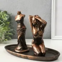 Набор фигур "Богини" на подносе, высота 16 см, цвет винтажная бронза