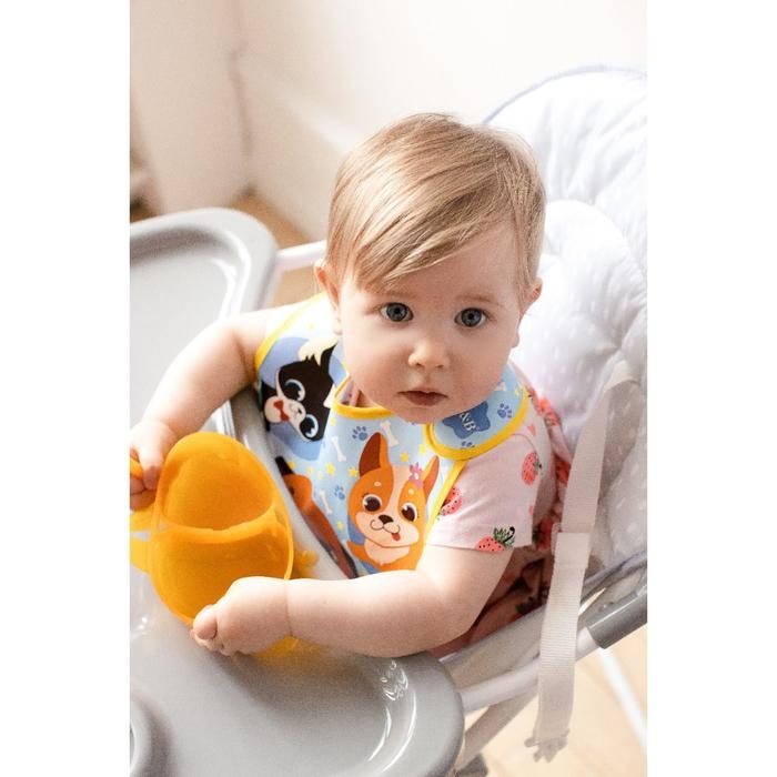 Нагрудник для кормления &laquo;ТРЕНД. Собачки&raquo; непромокаемый на липучке, с карманом