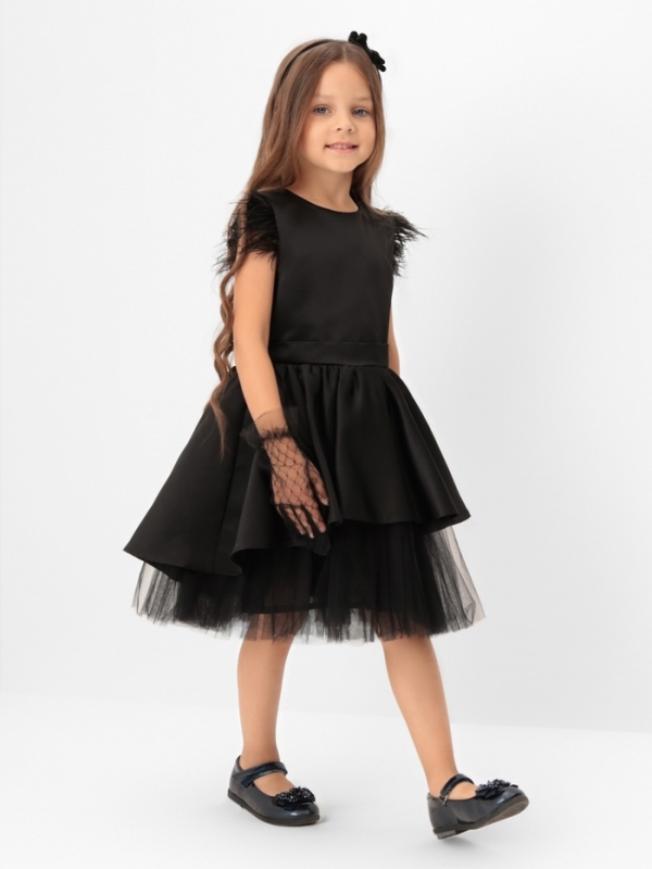 Платье нарядное детское KAFTAN, р.30 (98-104 см), черный Платье нарядное детское KAFTAN, р.30 (98-104 см), черный