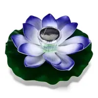 Садовый светильник для водоемов 28 х 28 х 9 см на солнечной бат-е "Лотос" фиол-ый N010