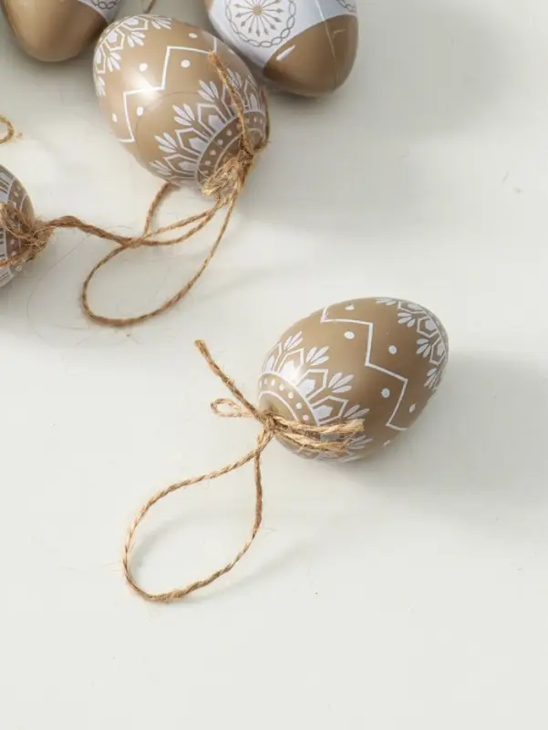 Декор пасхальный "Крашенные яички с белыми узорами" набор 6 шт 4х4х6 см