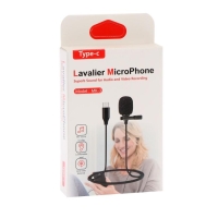 Петличный микрофон G-104, 20-15000 Гц, -34 дБ, 2.2 кОм, Type-C, 1.5 м, черный