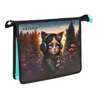 Папка для тетрадей А5, Naruto, 190х230, молния сверху, пластиковая, голубая вставка, "Девочка"