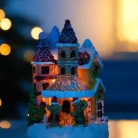 Фигура светодиодная "Пряничный замок" 10х7 см, 4 LED, LR41x3 (в компл), Т/БЕЛЫЙ