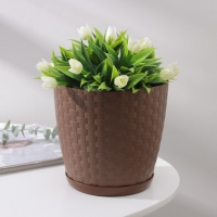 Горшок для цветов с поддоном &laquo;Ротанг&raquo;, 3 л, d=17 см, h=17 см, коричневый