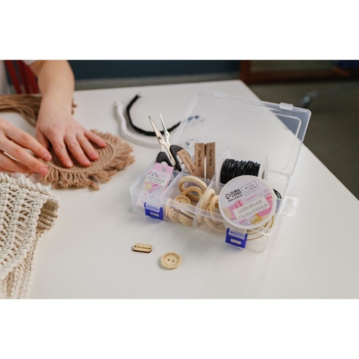 Органайзер для рукоделия, с подвесом, со съёмными ячейками, 8 отделений, 20 &times; 13,5 &times; 4,5 см, цвет прозрачный