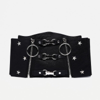 Ремень женский, ширина 12 см, на молниях, цвет чёрный Ремень женский, ширина 12 см, на молниях, цвет чёрный