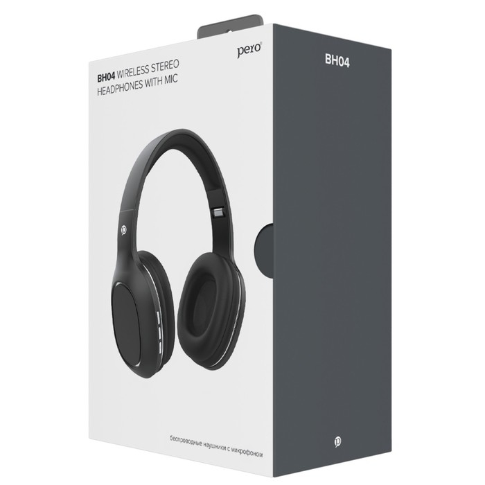 Наушники PERO BH04, беспроводные, полноразмерные, микрофон, 400 мАч, до 20 часов, черные Наушники PERO BH04, беспроводные, полноразмерные, микрофон, 400 мАч, до 20 часов, черные