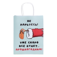 Новый год. Пакет бумажный подарочный новогодний крафт, "Скоро все будет..." 27 х 21 х 11 см.