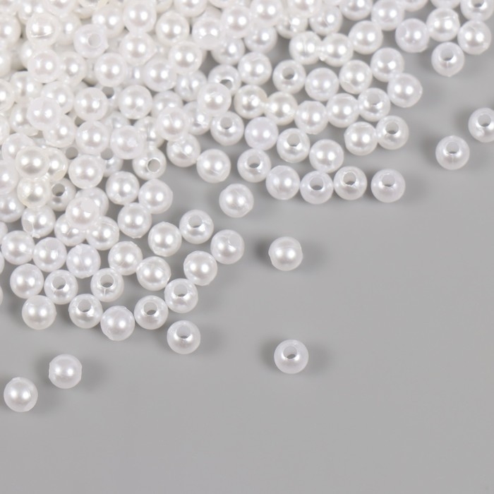 Набор бусин Набор бусин "Жемчуг" d 4 мм, 250 гр, белый