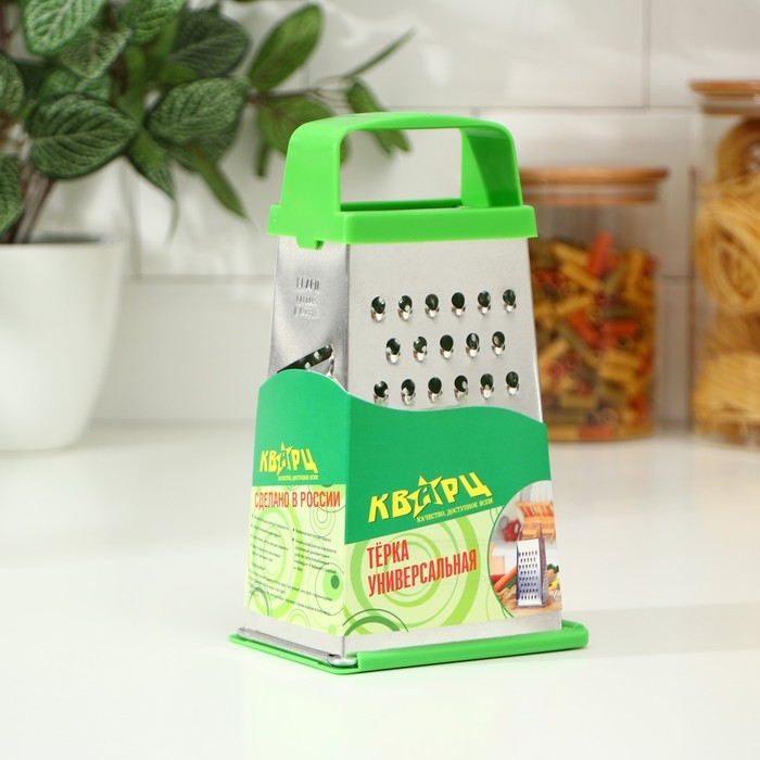Тёрка Доляна &laquo;Универсал&raquo;, 4 грани, с крышкой-дозатором и пластиковой ручкой, 11&times;9&times;21 см, цвет МИКС