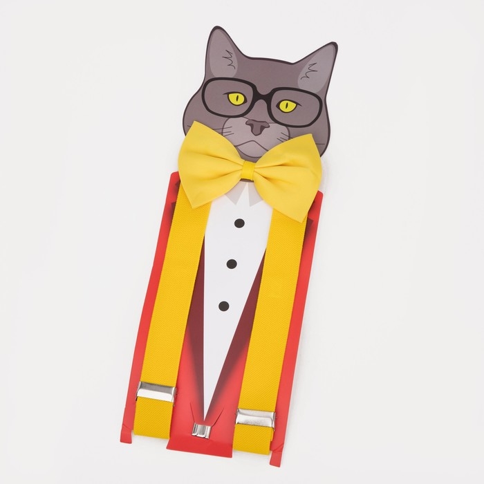 Подтяжки детские &laquo;Выбражулька&raquo;, ширина 2.5 см, бабочка, цвет жёлтый