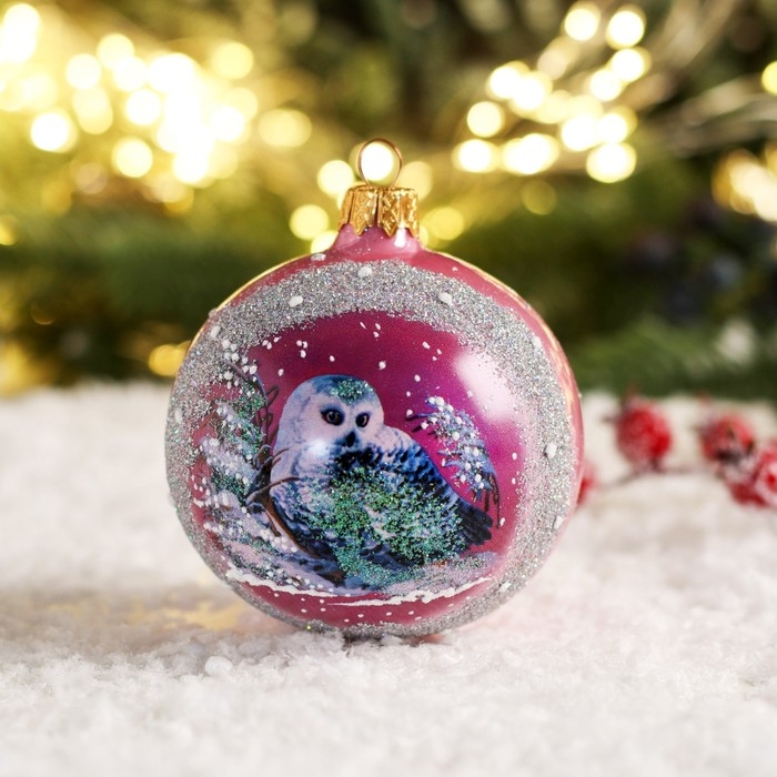 Шар новогодний "Сова" 8 см