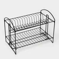 Сушилка для посуды с поддоном 2-х ярусная, разборная, 39,5&times;24&times;29,5 см, цвет черный