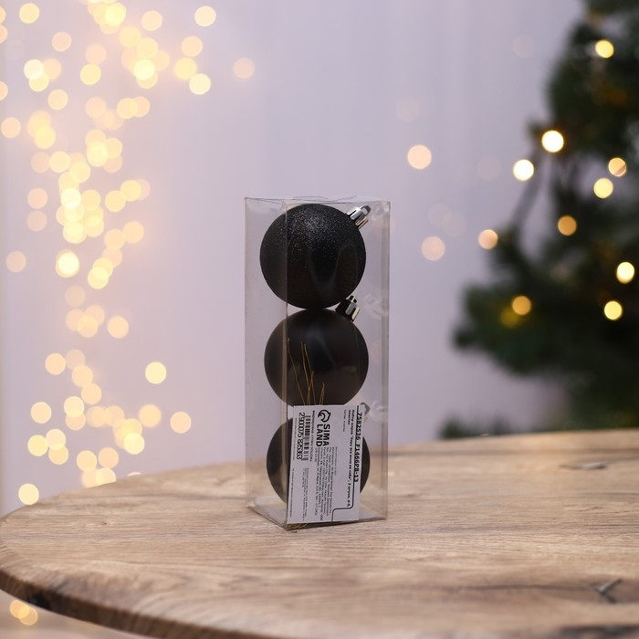 Шары ёлочные новогодние &laquo;Беру все вино на себя&raquo;, на Новый год, пластик, d=6, 3 шт., цвет чёрный