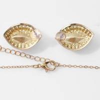 Гарнитур 2 предмета: серьги, кулон &laquo;Эдель&raquo; трио миндаль, цвет красно-белый в золоте, 50 см